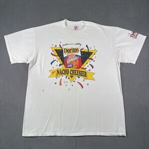 Vintage 90s Doritos Nacho Cheesier Graphic T-Shirt Men's XL White Retro